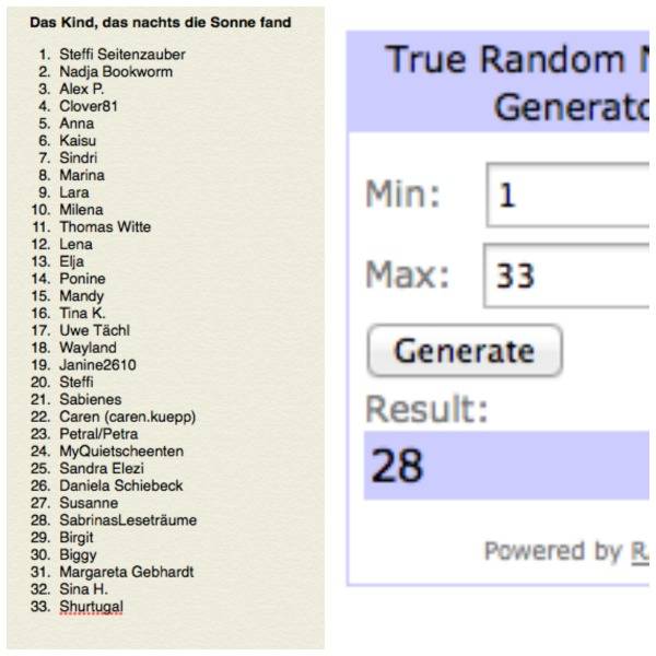 Auslosung Buch eins